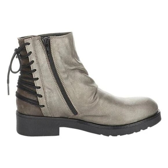 FLY LONDON-Bust-Grey/Ground Leather Ankle Boots-Side Zip-Corset Back-Sz 36-6-NEW - Picture 4 of 7